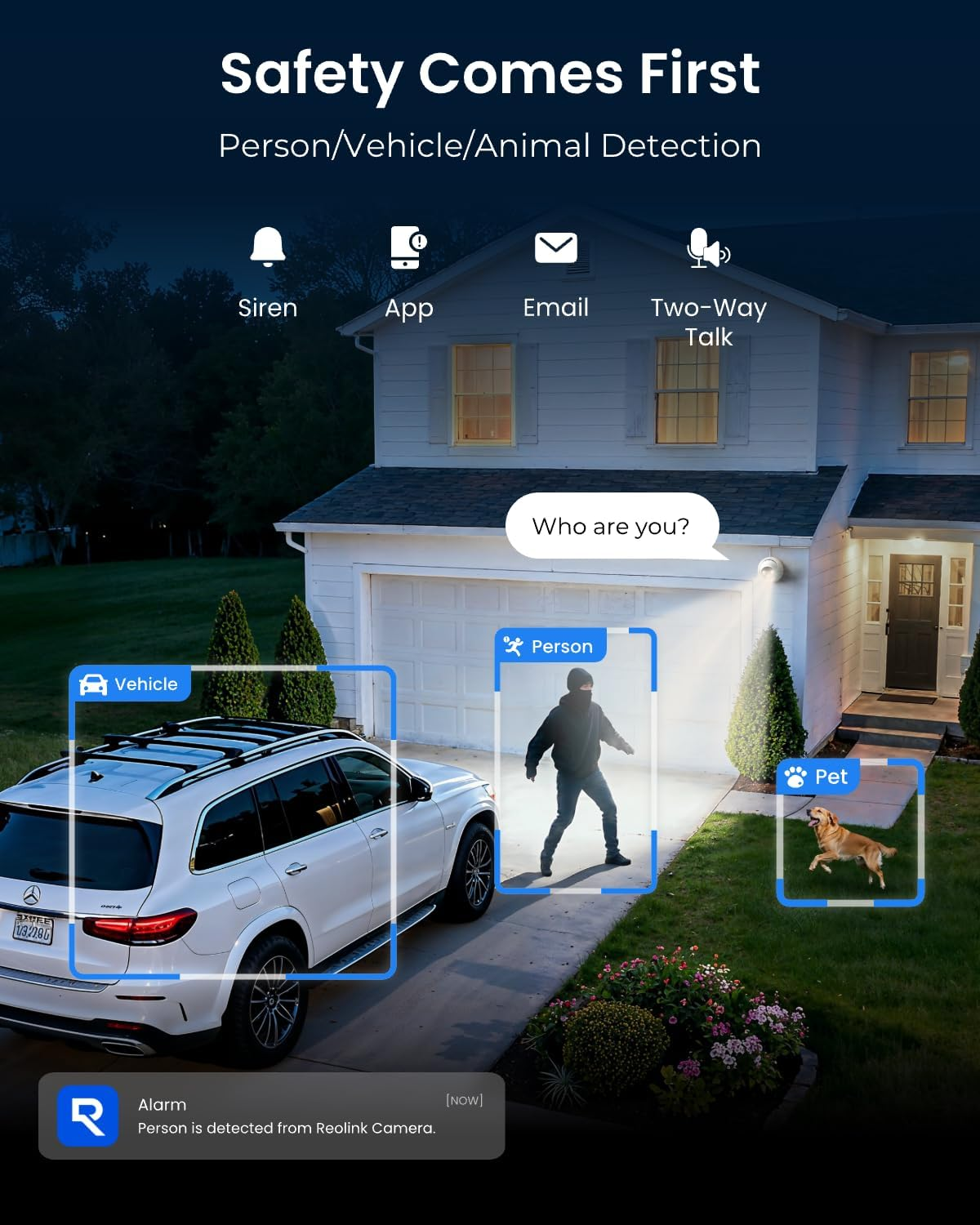 REOLINK CX820 Colorx Poe Security Camera, 4K UHD, True Color Night Vision, F1.0 Super Aperture, 1/1.8'' Image Sensor, HDR Technology, Person/Vehicle/Animal Detection, Spotlight & Siren Alarm image number 5