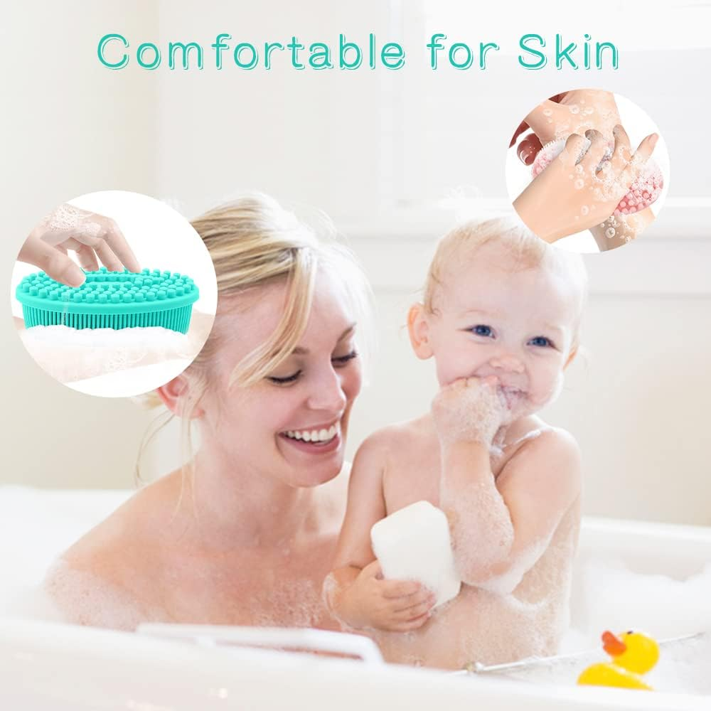 3 Pack Silicone Body Scrubber, Soft Silicone Loofah Exfoliating Body Scrubber, Silicone Body Brush Bath Shower Scrubber for Body, 2 in 1 Bath and Shampoo Wash Brush for Skin Exfoliation Men Women image number 1