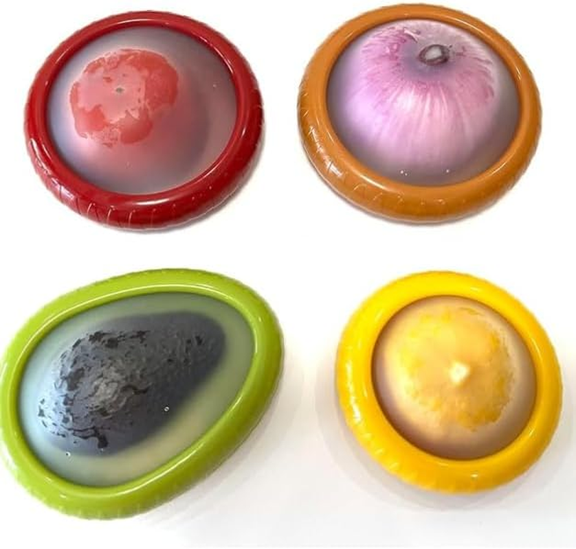 YC-GREHUN Fruit & Vegetable Crisper Reusable Fruit & Vegetable Storage Box Avocado Onion Tomato Lemon Leak Proof Crisper with Lid for Refrigerator (Set of 4) image number 4