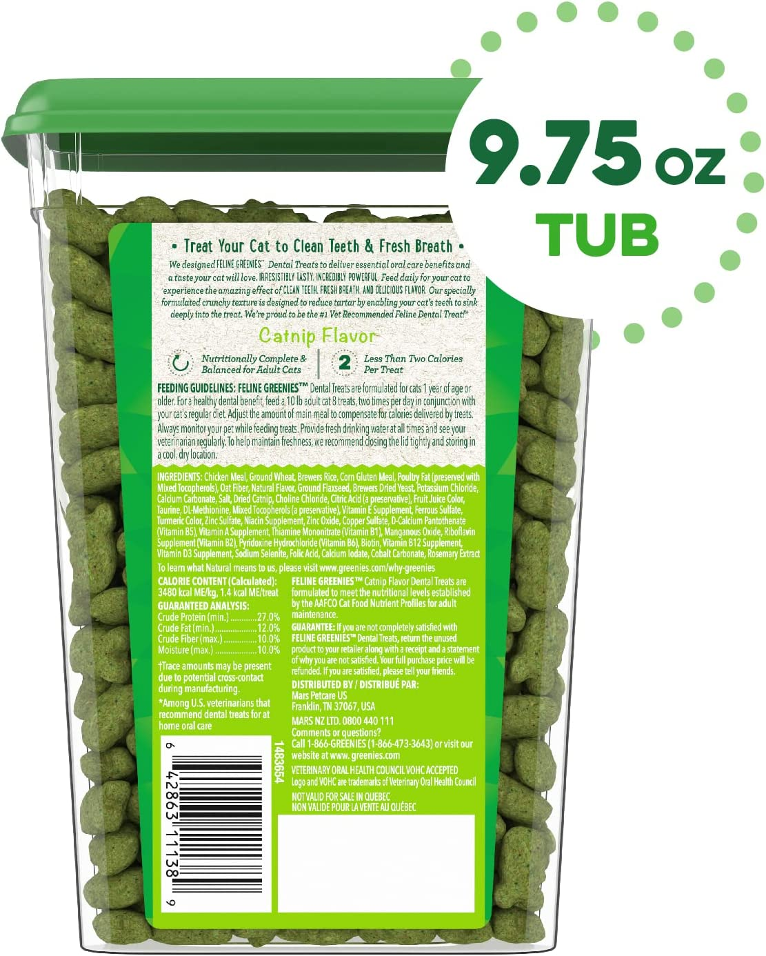 Greenies Feline Dental Catnip Flavor Cat Treats, 277 G image number 3