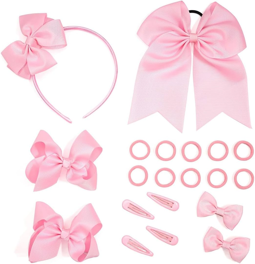 Pack of 20 Hair Clips Hair Bows Girls Hair Rings Ponytail Hair Band Hair Clips with Bows Baby Children Women Wedding Party Children'S Day Gift (Pack of 20)
