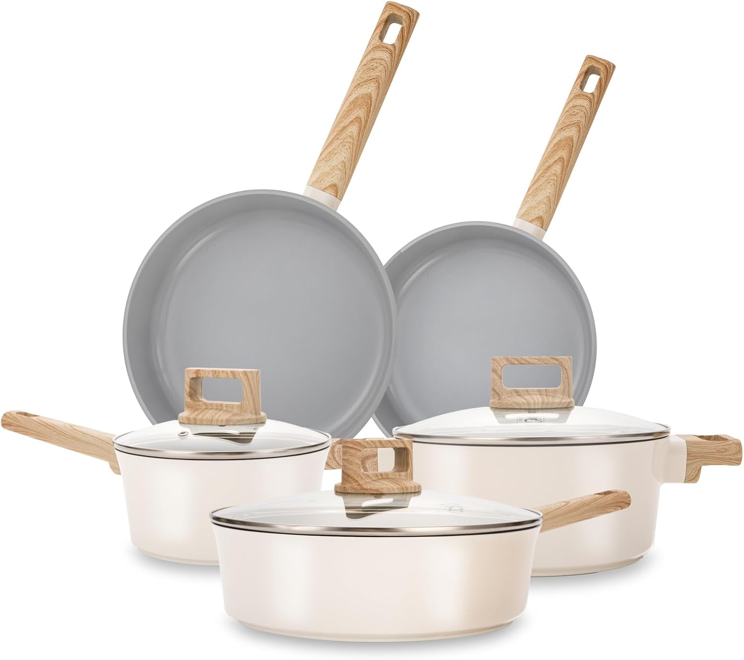 KOCH SYSTEME CS 8 Piece Pots and Pans Set, Nonstick Ceramic Cookware Set with Stay-Cool Handles, Non-Toxic Ceramic Kitchen Cooking Set, Induction Cookware, Dishwasher Safe, PFAS and PFOA Free, 8Pcs image number 6