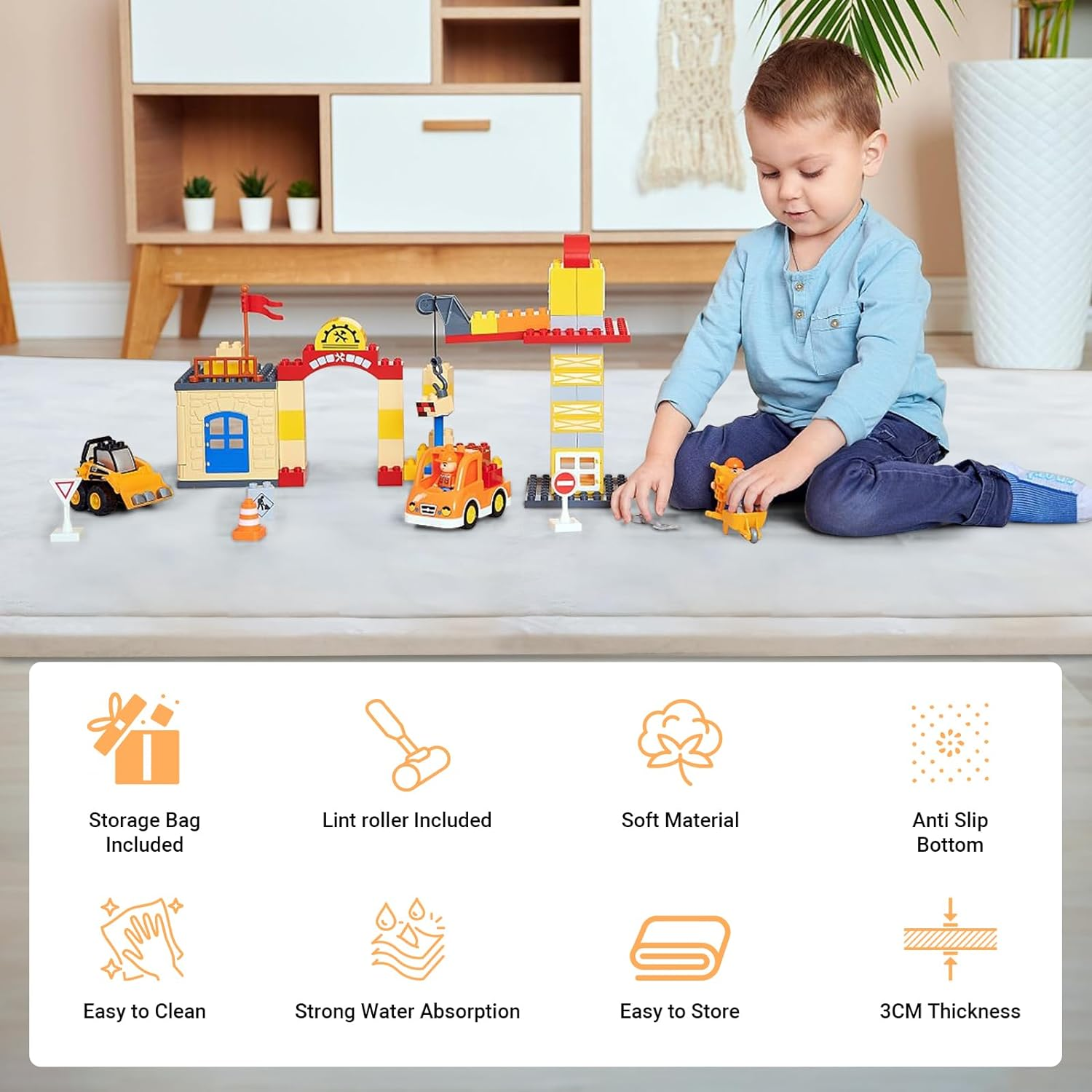 LIWEGHT Grey 2 CM Thick Baby Play Mat, Nursery Area Rug Coral Velvet Crawling Rugs for Toddler Children Play Mat Yoga Mat Exercise Pads Carpet, Home Decor for Nursery, Kids Bedroom, 150 * 200Cm