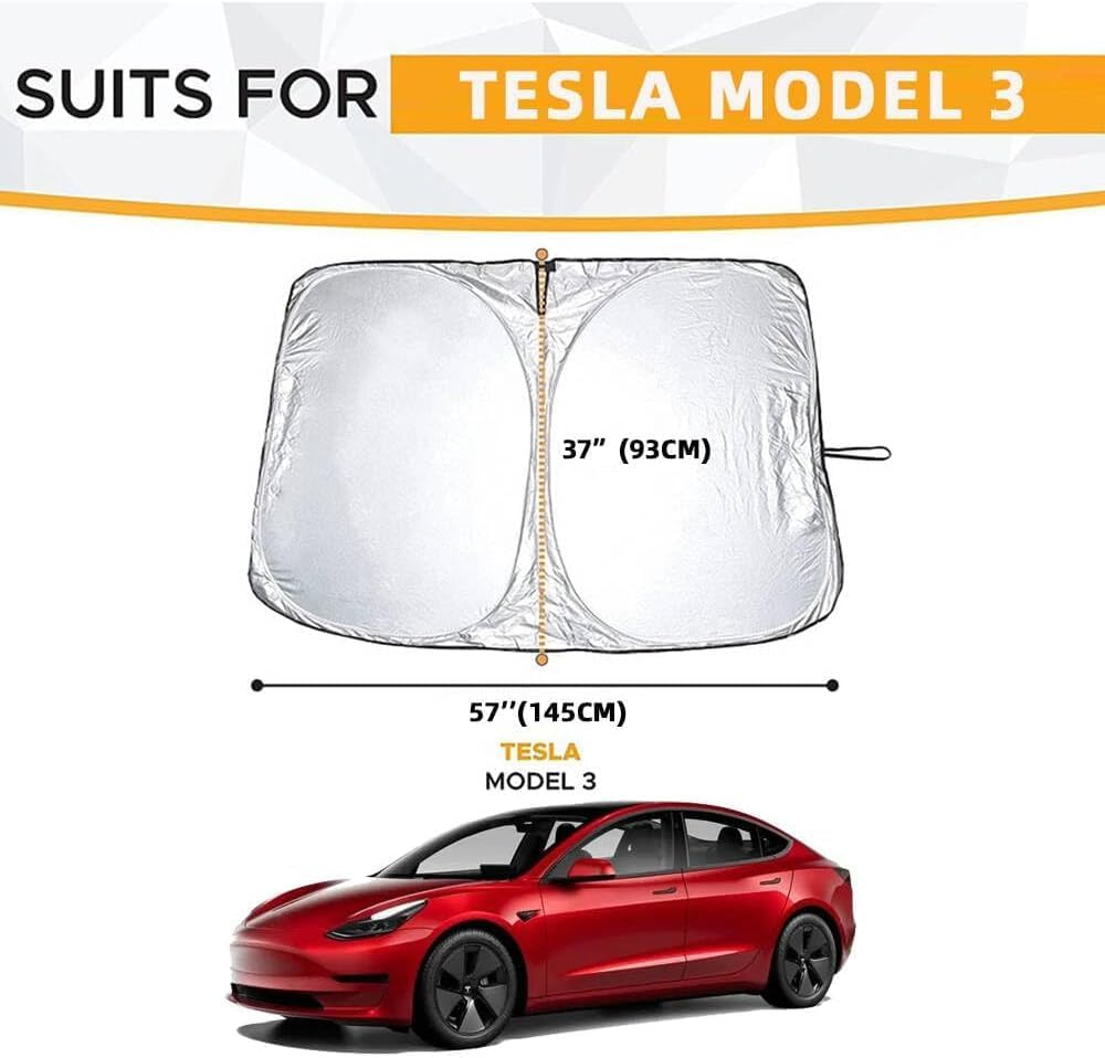 Skycabin Car Front Windshield Sunshade for Tesla Model 3, Foldable Window Sun Shade, Foldable Sunshade for Sun Heat Protection & Car Interior Cooler Accessories,Upgraded Windscreen Sunshade image number 4