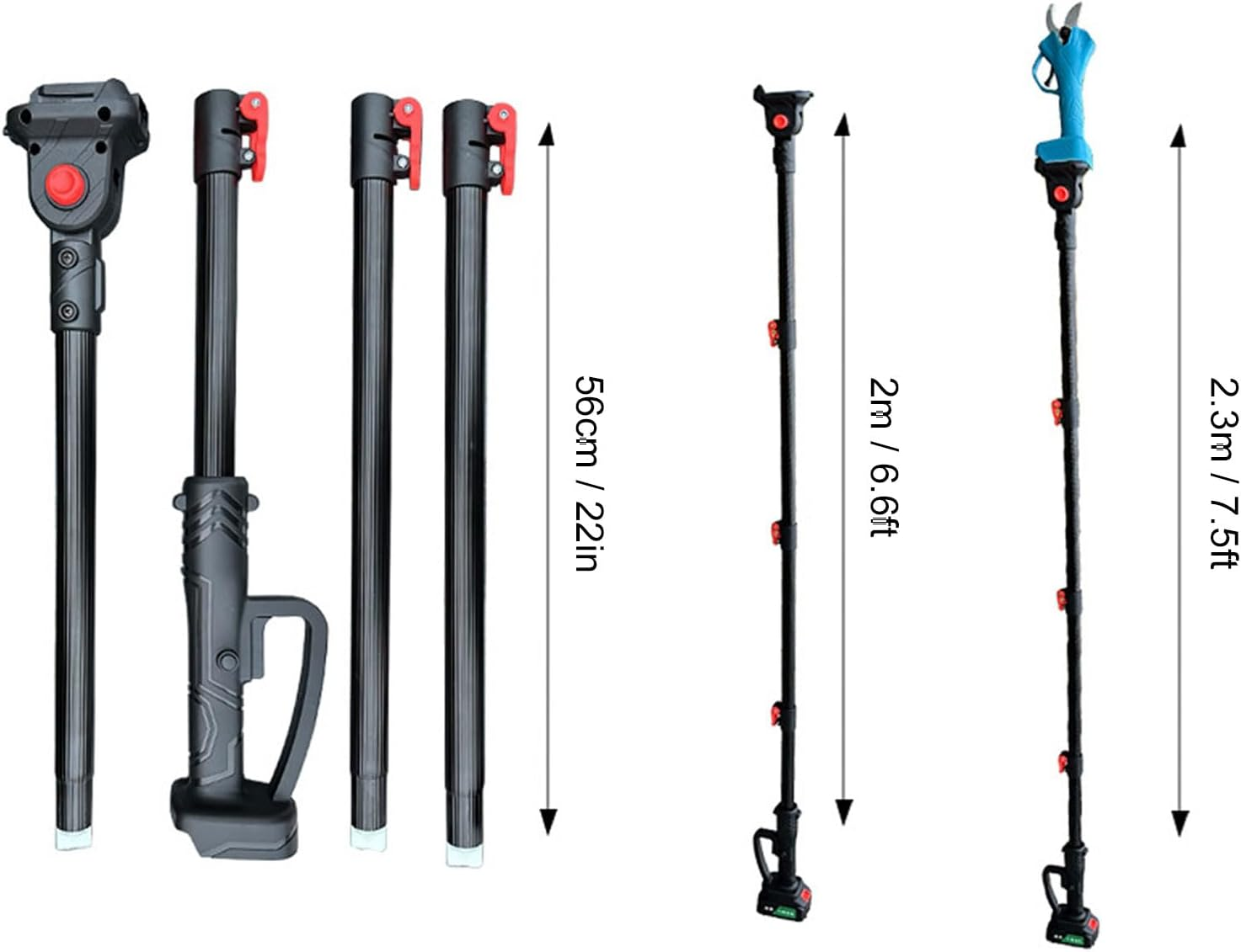 Cordless Pruning Shear Extension Pole, Aluminum Telescopic Pole for Cordless Pruning Shears Chainsaw High Branch Trimmer, for BL1820 BL1830 BL1840 BL1850 BL1860 Batteries image number 4