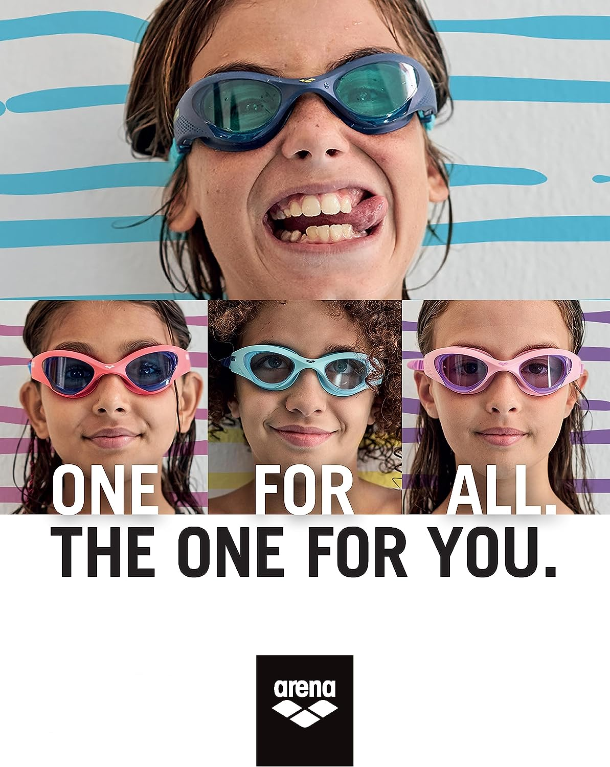 ARENA the One Junior Goggles, Comfortable, Unisex Anti-Fog Goggles with UV Protection and Adjustable Fit, for Children Age 6-12 - Light Blue/Red image number 2