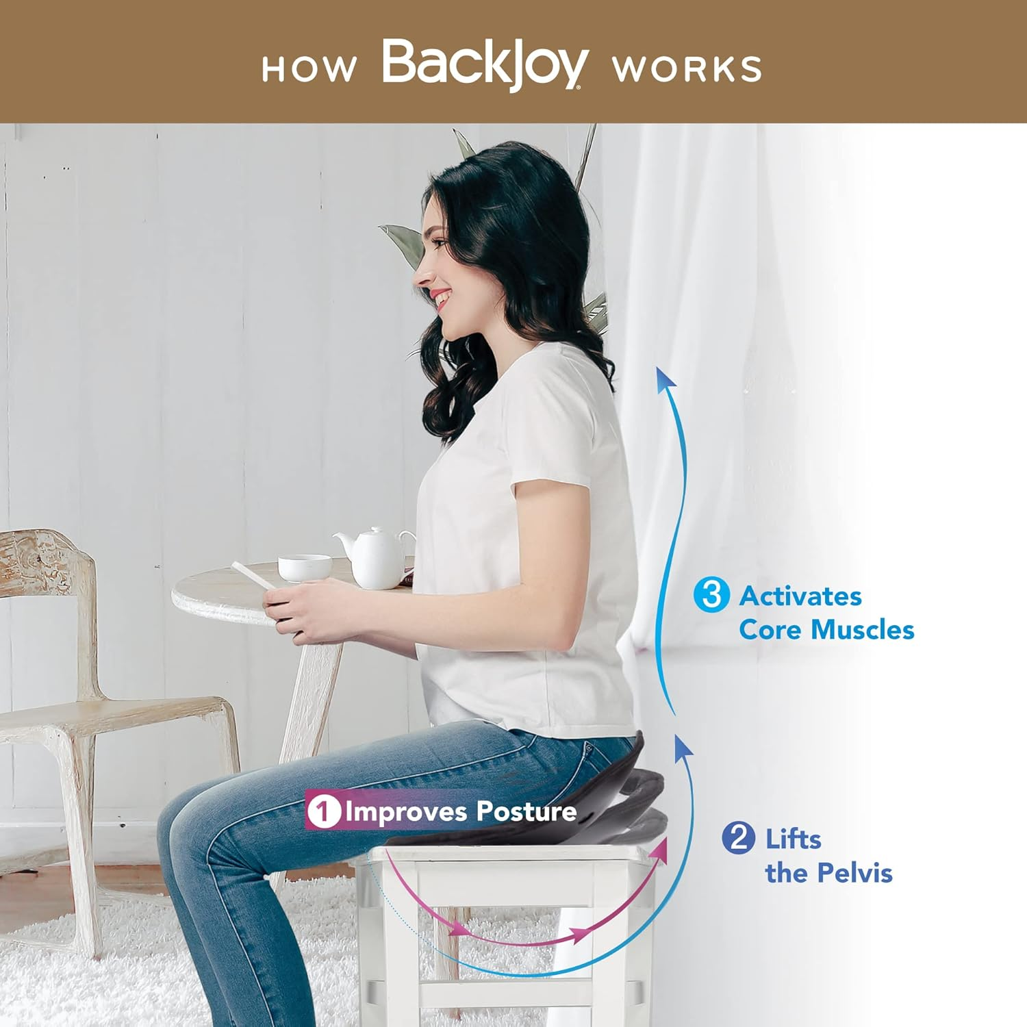 Backjoy Sitsmart Core Lux Posture Seat, Black/Graphite image number 1