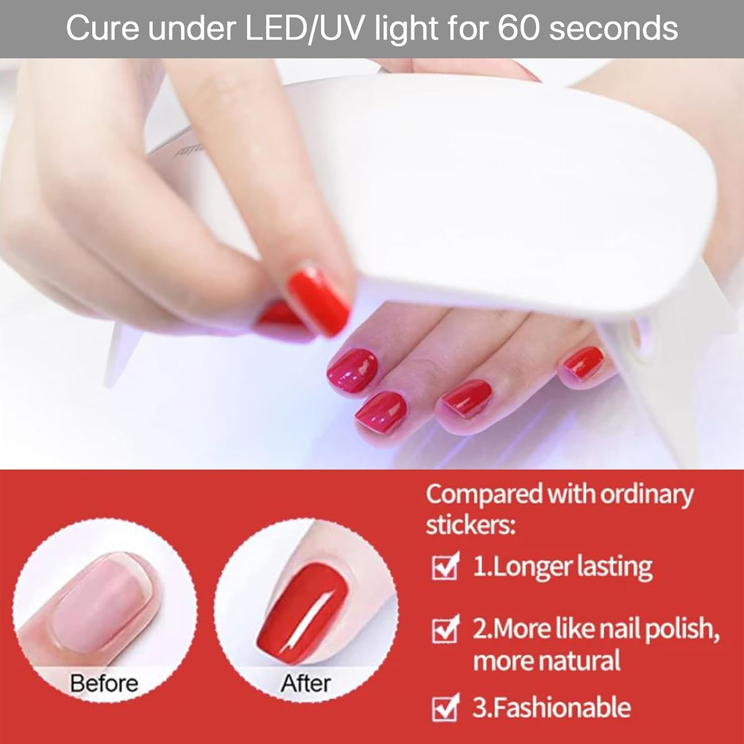 Wowled 22 Pcs Semi Cured Gel Nail Strips, Soft Self-Adhesive Full Gel Nail Wraps, UV Lamp Cured Nail Art Manicure Tool (White French) image number 2