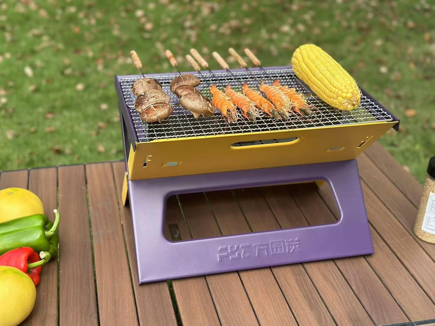 Portable Charcoal Grill with Folding Legs, 41 X 26 Cm Outdoor BBQ Grills, Camping Barbecue image number 2