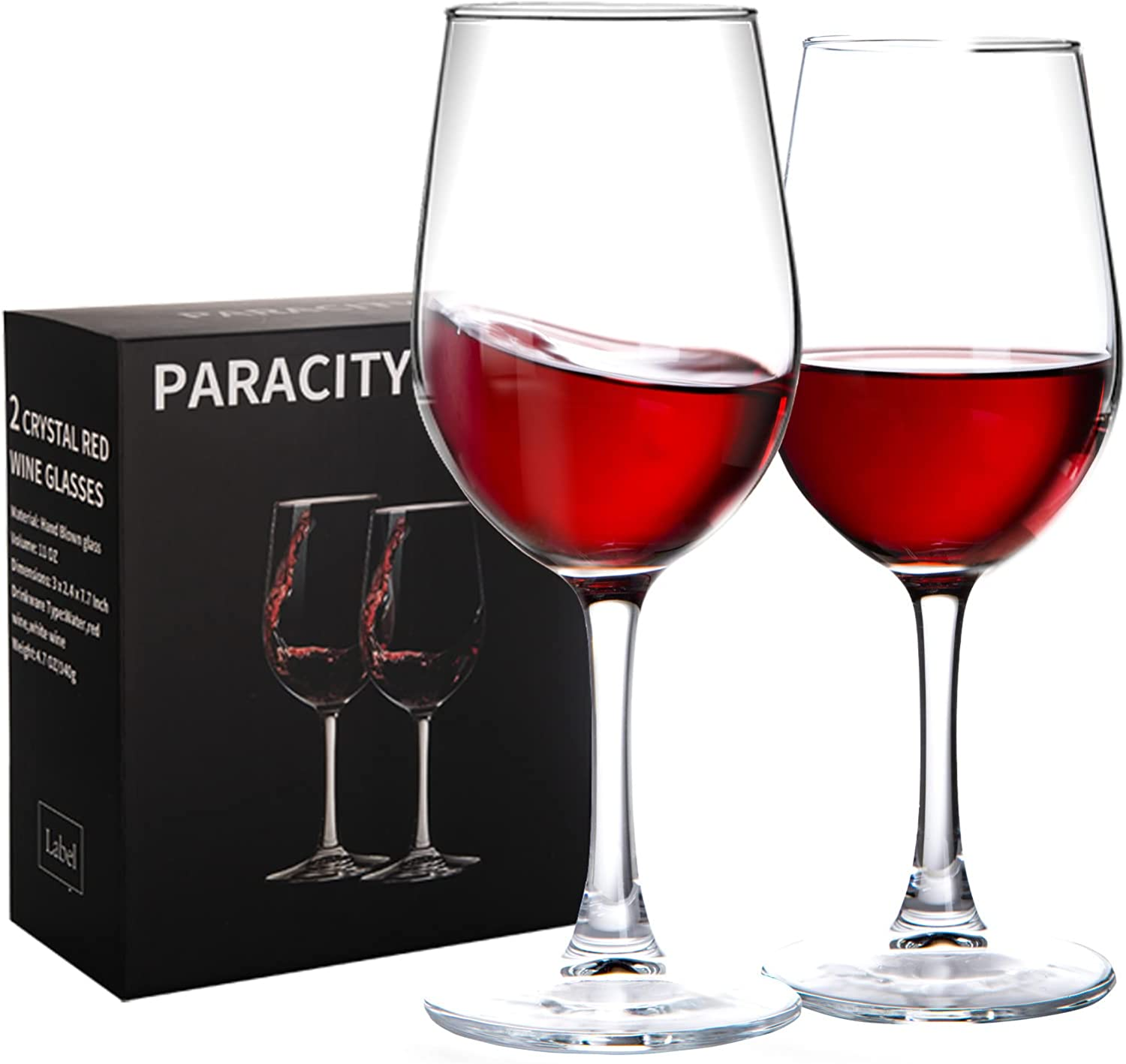 PARACITY Wine Glasses, Crystal Clear Glass, Long Stem Wine Glass for Red and White Wine - 10 OZ (Set of 2) image number 1
