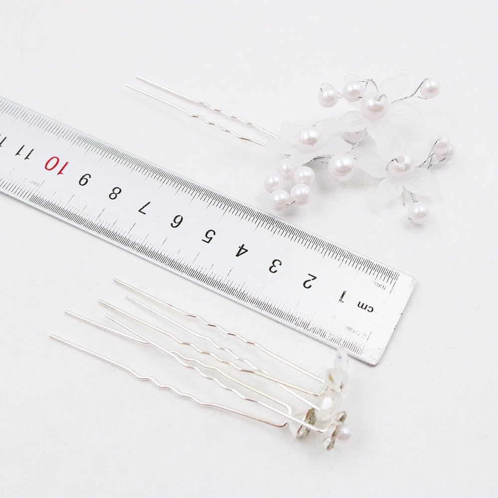 Ieron 30 Pieces Wedding Crystal Hair Pins Wedding Bridal U Shaped Hair Pins with Rhinestones Pearls and Flowers Hair Clips for Women and Girls image number 6