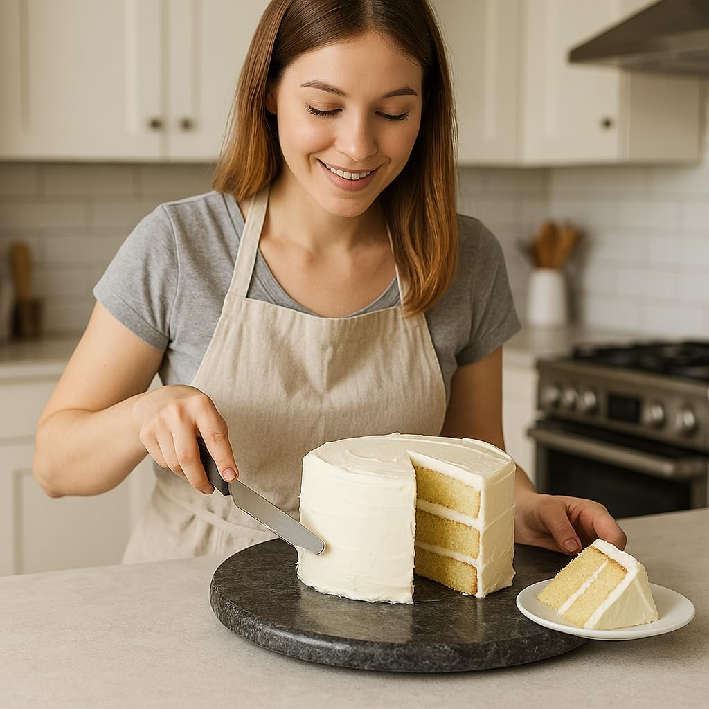 Creative Home Genuine Marble Stone 12" round Board - Off-White (Color May Vary) image number 3