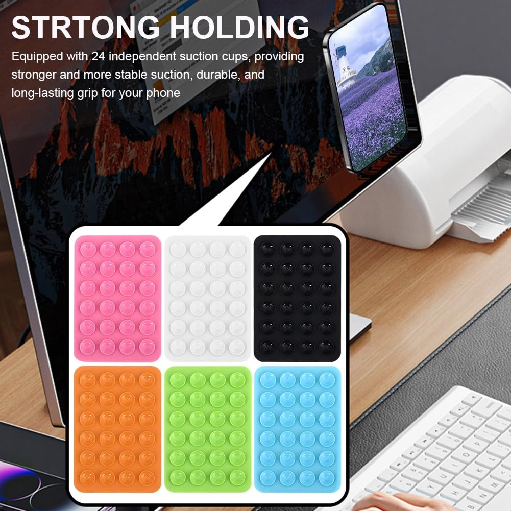 6Pcs Silicone Suction Phone Case Adhesive Mount,Suction Phone Case Mount,Self-Adhesive Anti-Slip Suction Phone Holder,Non-Slip Sticky Phone Grip for Selfies and Videos image number 1