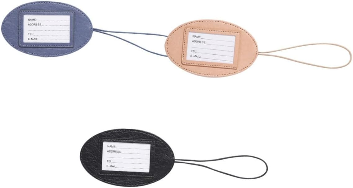 KOMBIUDA 3Pcs Multifunctional PU Leather Travel Id Tags Baggage Suitcase Labels Lightweight Portable Bag Tags for Luggage Handbags Backpacks Random Color Random Color image number 5