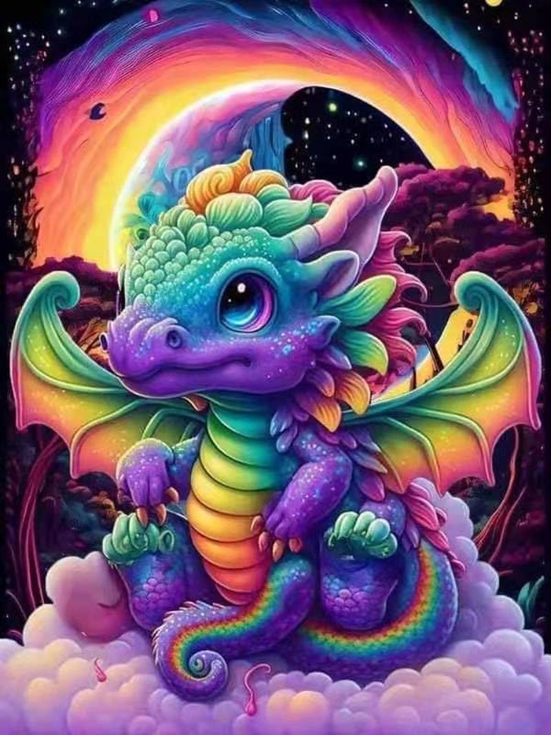 Diamond Painting Kits for Adults, 5D Diamond Art Painting Dragon Art for Adult,Diy Full round 5D Diamond Drill Kit,Gem Art Craft Home Decor,Wall Painting Kit 16X12 Inch image number 1