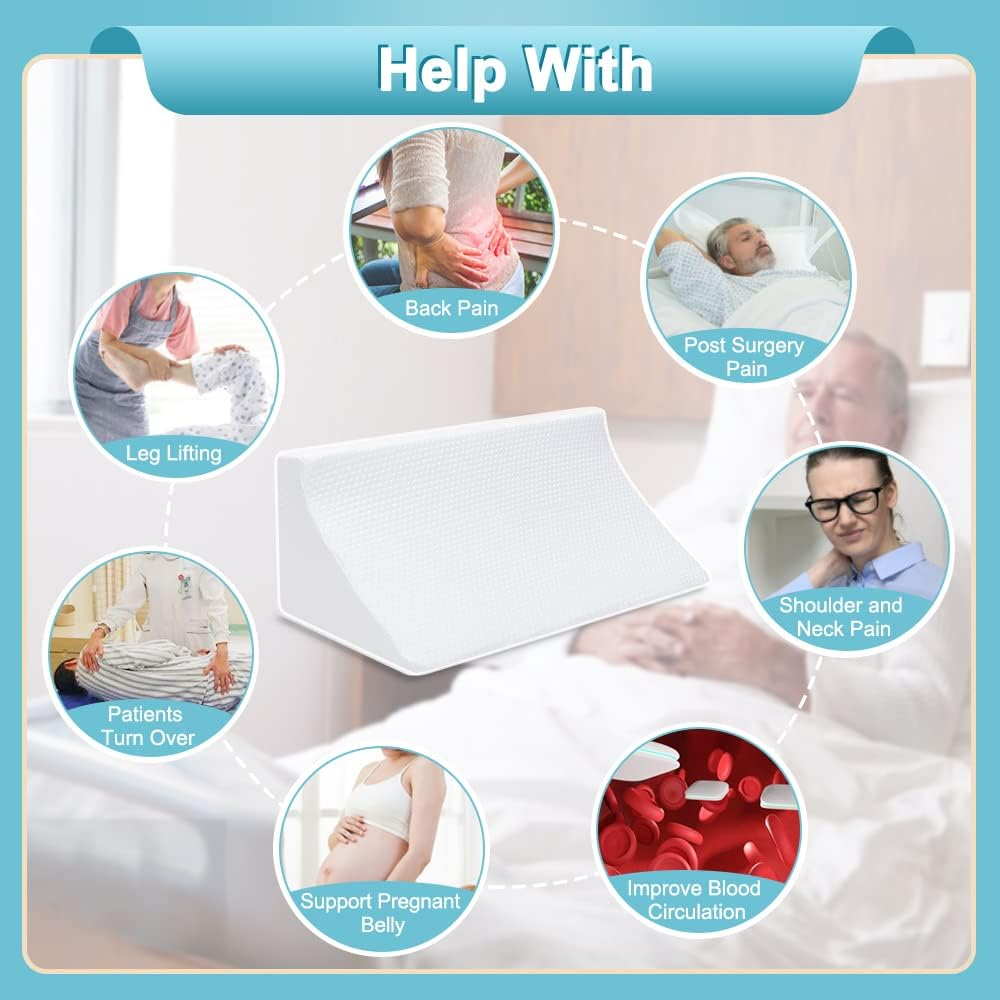 Wedge Pillow for Sleeping after Surgery Bed Body Positioners Side Sleeper Triangle Incline 30 Degree Foam Back Sore Turning Wedges Hospital Leg Elevation Pillows for Pregnancy Elderly Adults image number 1