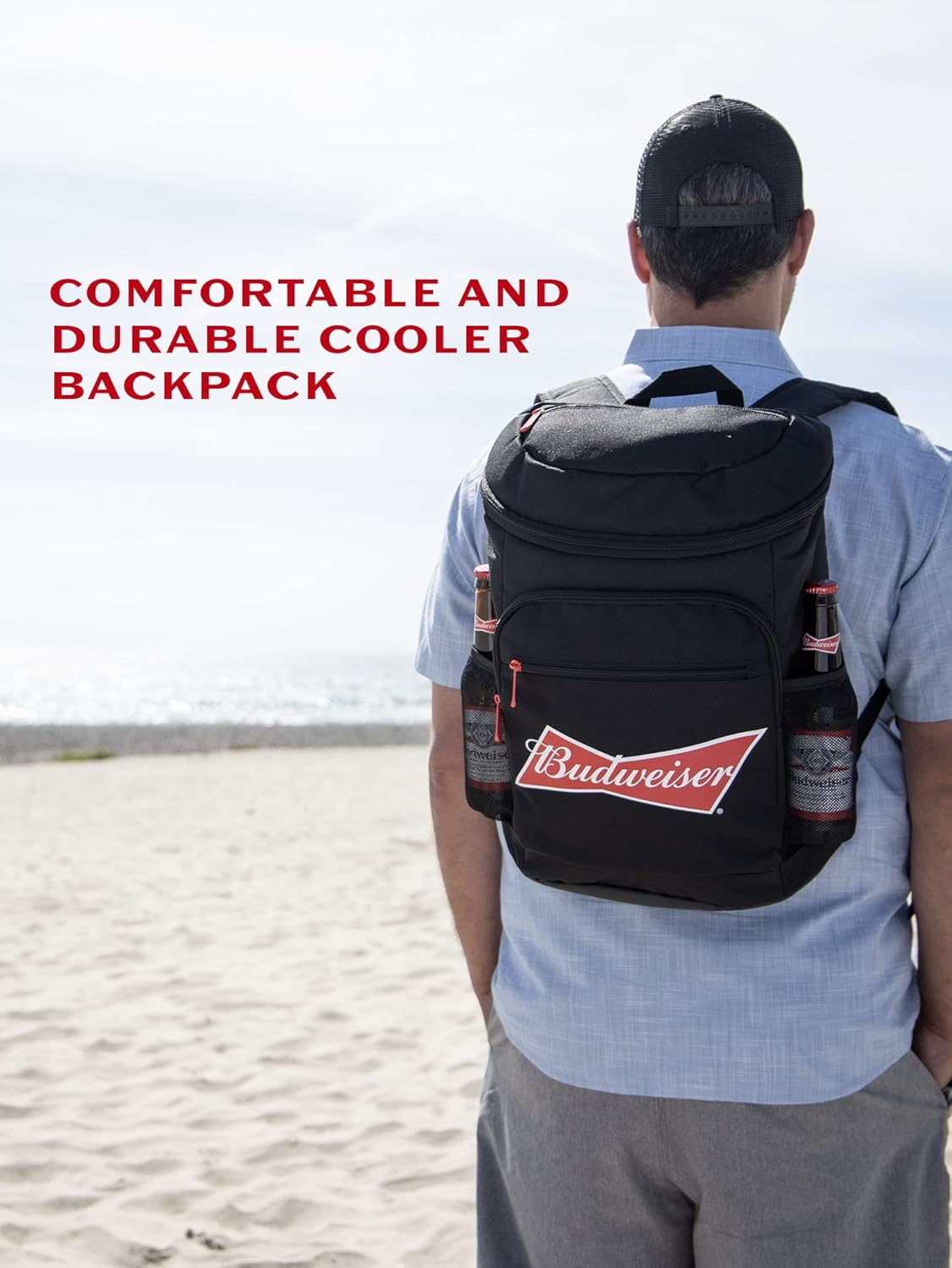 Beer Cooler Backpack Insulated 21 Liter Leak Proof Soft Cooler for Beach Camping Hiking Picnic - Bud Light image number 4