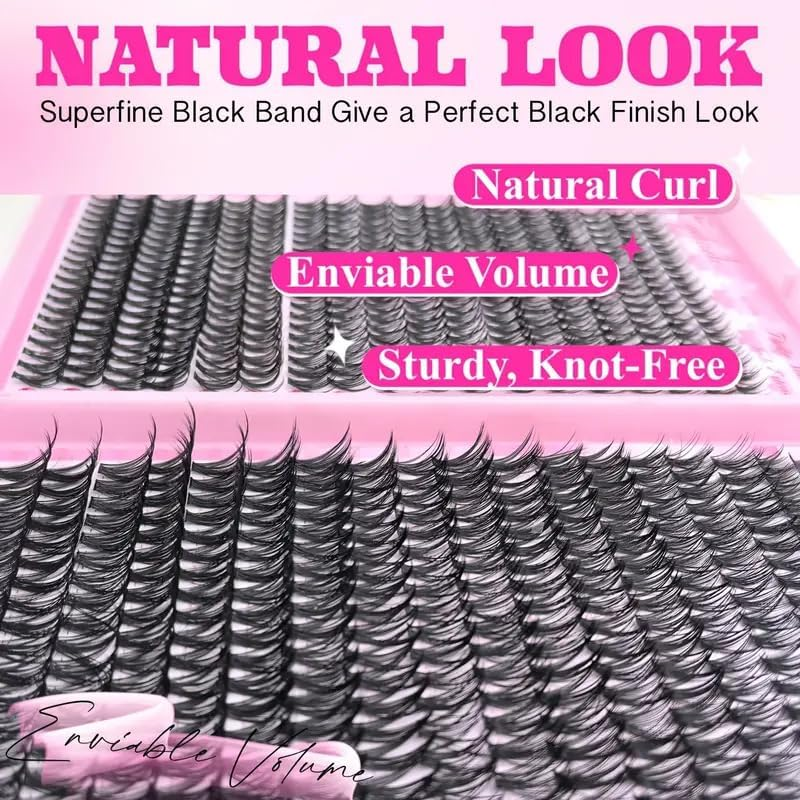 Cluster Lashes, Lash Clusters Kit & Natural Curl Eyelash, 20D/30D/40D/50D Soft Eyelash Faux Eyelashes for DIY & Salon Use, 320Pcs image number 4