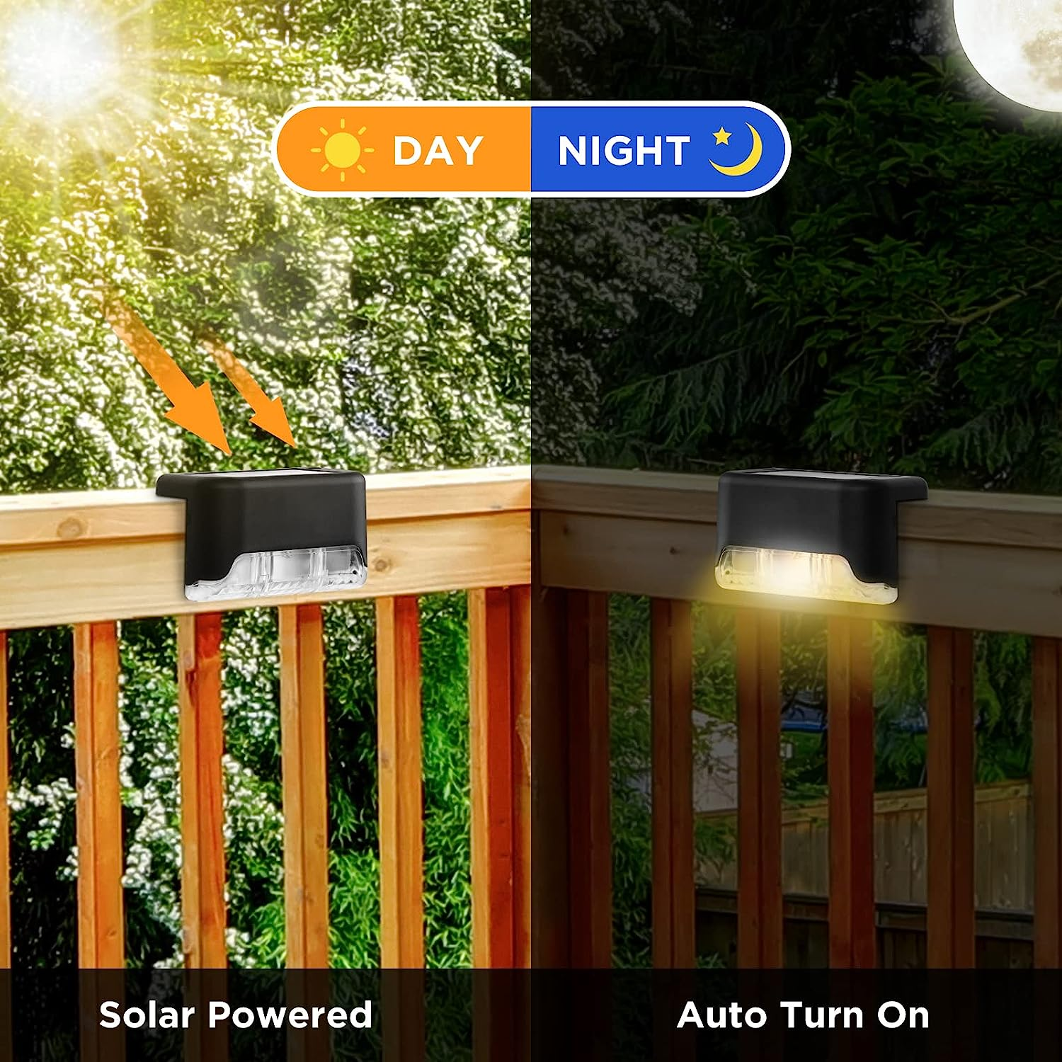 Advwin Solar Deck Lights, 16 Pack Solar Step Lights Waterproof Outdoor Solar Powered Stair Lights, LED Fence Lights for Stairs Step Fence Yard Pathway, Warm Light - 16 Pack-Warm image number 6