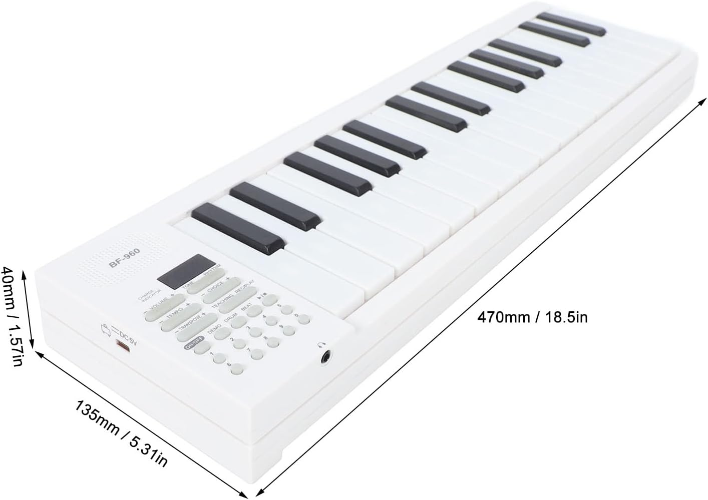 61 Key Foldable Piano, Portable Electric Keyboard with Full Size Keys, Recording, Playback, for Beginners, Students, Professionals image number 5