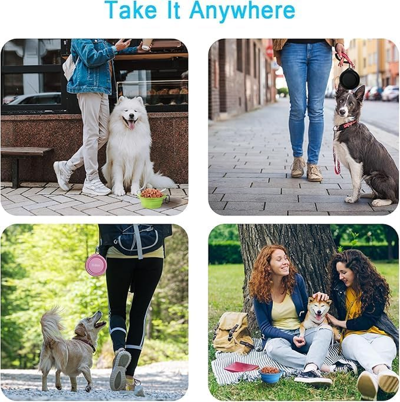 2 Pack Foldable Pet Travel Bowls (600Ml), 100% Food Grade Silicone One-Piece Molding, No Plastic Edge, Buckle Portable Pet Feeding and Drinking Tray, Suitable for Outdoor, BPA Free image number 5