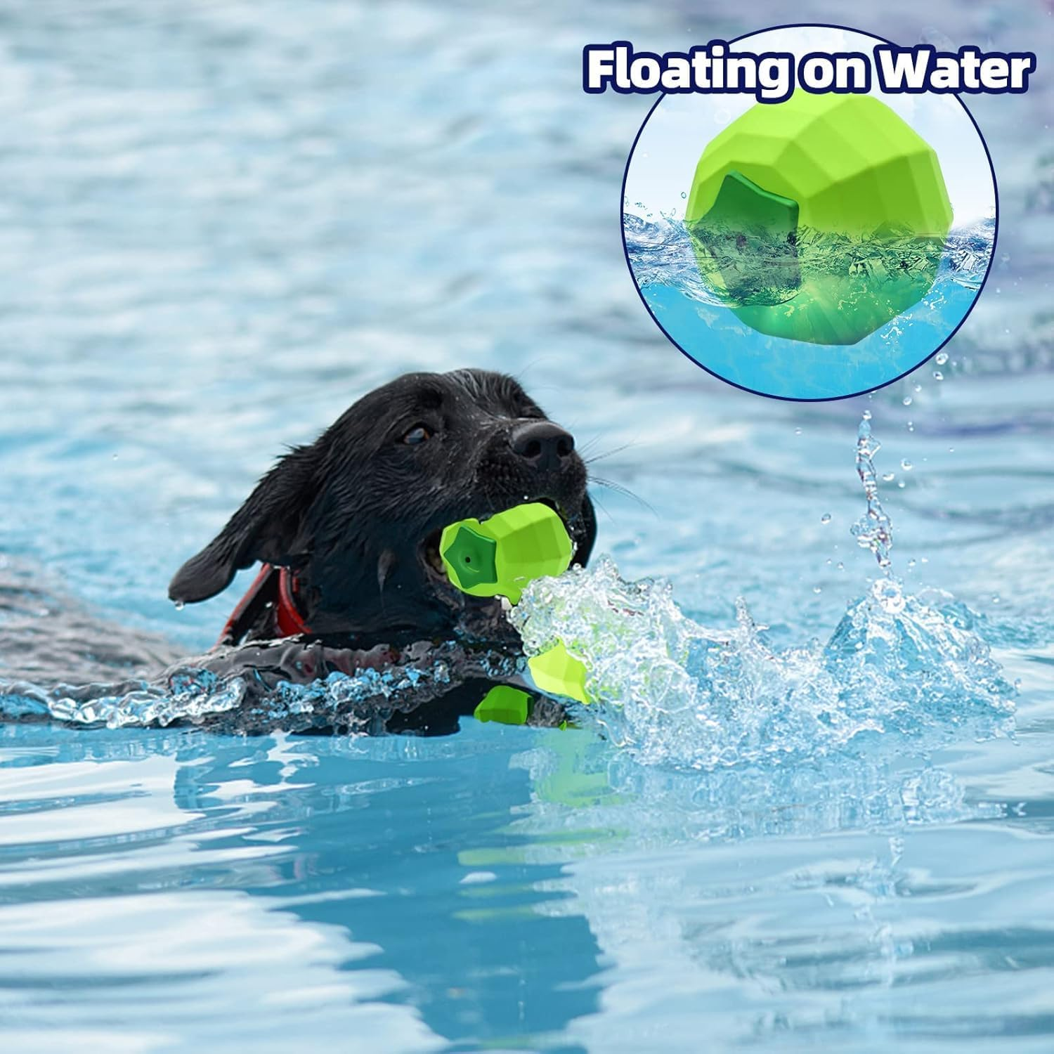 Dog Squeaky Toys for Aggressive Chewers Large Breed Balls Interactive Dog Ball Toy Almost Indestructible for Medium Small Dogs Puppy Chew Toys Teeth Cleaning with Natural Rubber (Green, One Size)