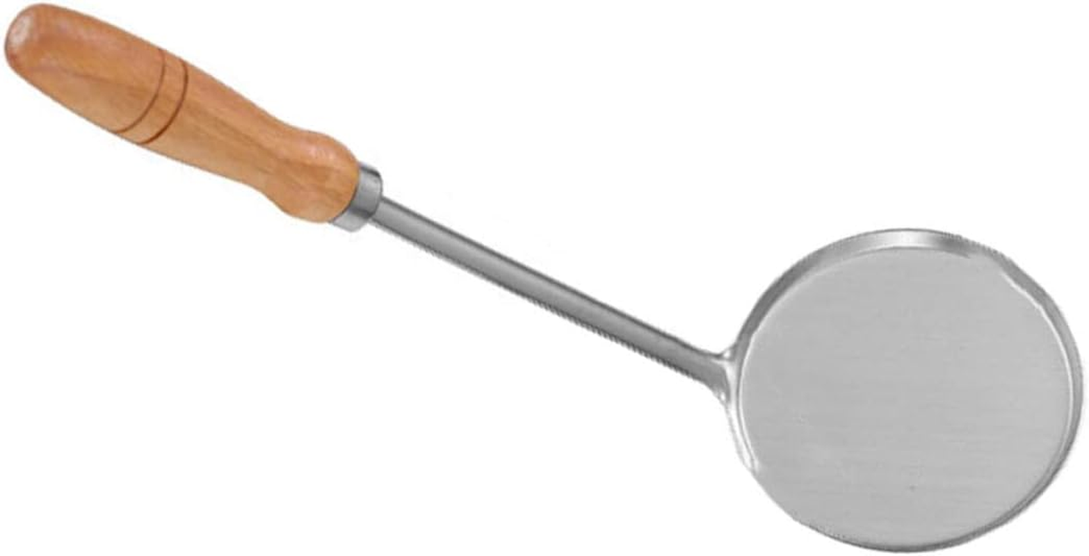 STOBAZA Flat Frying Spoon Stainless Steel with Long Wooden Handle, Small round Edge Oil Dumpling Mold Tool for Home Cooking and Deep Frying, Heat Resistant Kitchen Utensil for Pancakes and Pastries image number 6