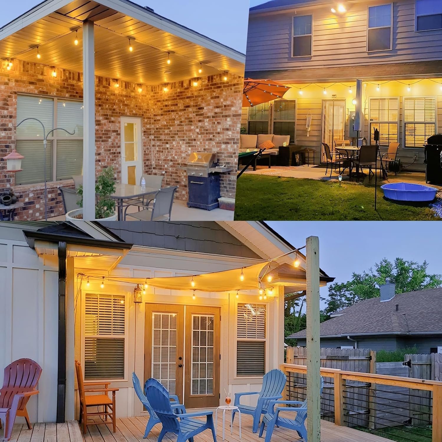 Festoon Lights Outdoor - 30M, 30 Bulbs + 2 Spare LED Outdoor Lights - IP65 Waterproof Shatterproof Led Light IP65 Waterproof and Shatterproof Fairy Light for Garden, Party, Camping (Warm White) image number 1