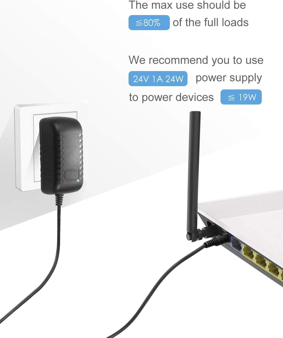 ALITOVE 24V 1A 24W DC Power Supply Adapter 220~240V AC to DC 24 Volt 1 Amp Converter 24 Vdc 1000Ma 800Ma 600Ma 400Ma 200Ma with 5.5Mm X 2.5Mm 2.1Mm Plug for LED Strip Light CCTV Camera DC Pump image number 4