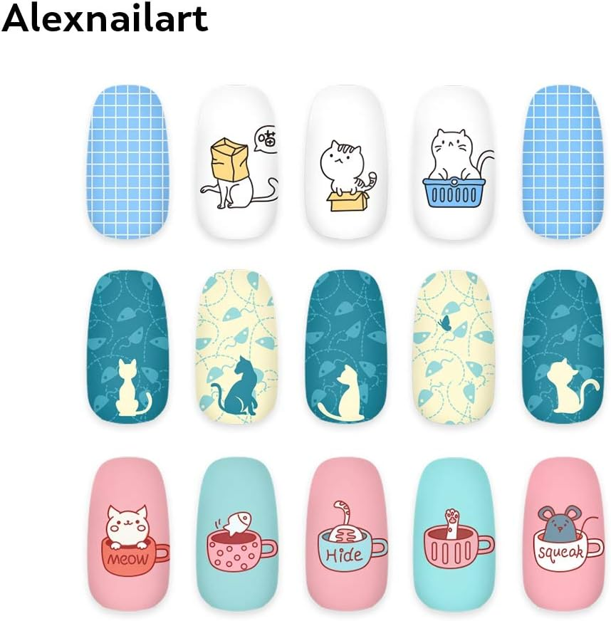 Nail Stamping Plates Creative Cartoon Animal Theme Picture Design Templates Cat Mouse Cup Butterfly Multi Pattern Circuit Board Manicure DIY Nail Art Printing Tools image number 4