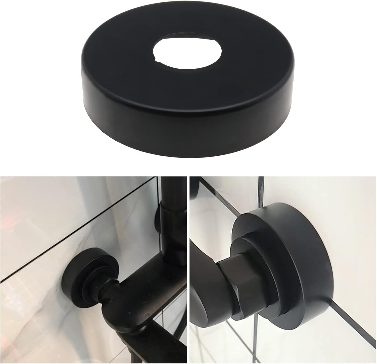 SING F LTD 2 Pieces Radiator Pipe Cover Set in Black Stainless Steel with Double Sided Baking Varnish Covers Pipe Collars Pipe Covers for Faucets Showers Angle Valves image number 6