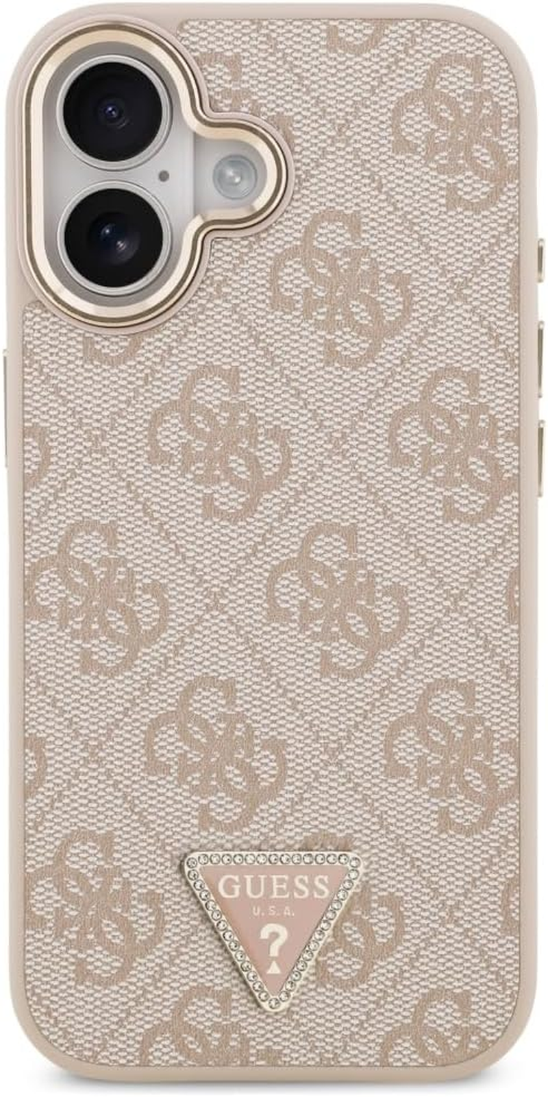 CG Mobile Guess 4G Triangle Logo Compatible with Magsafe Case for Iphone 17 (Pink/Gold) image number 4