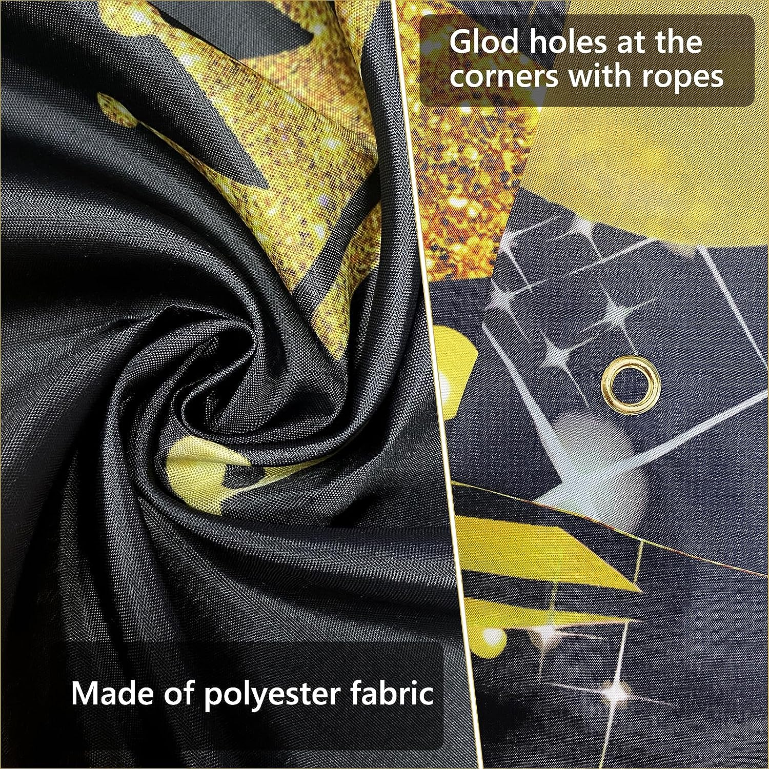 WVMNQO Happy Birthday Banner, 40Th Birthday Decorations Backdrop, Extra Large Black Gold Party Decorations, Perfect Birthday Party Supplies Photography Background for Men, and Women, 180X110Cm