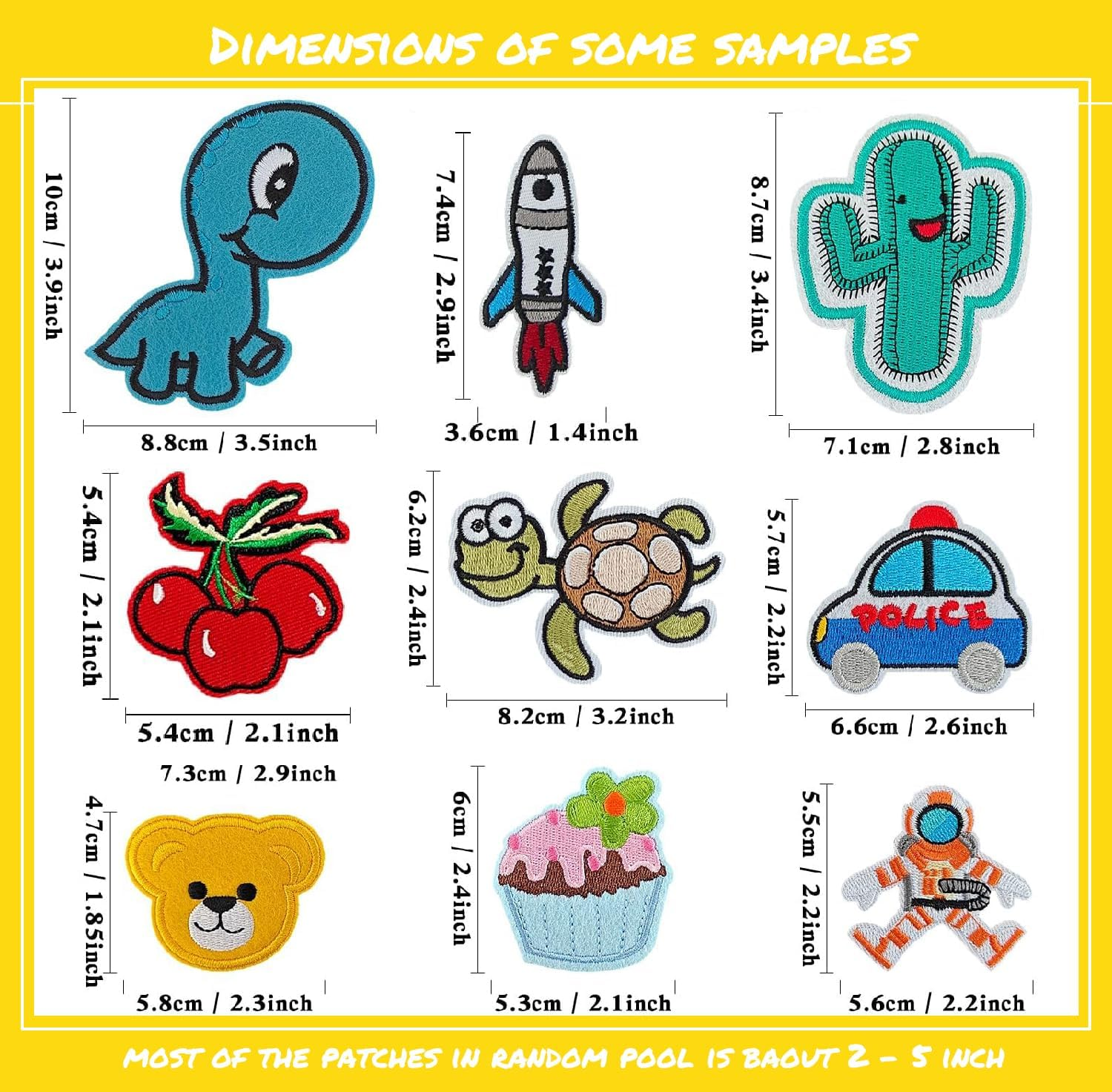 60Pcs Random Assorted Styles Embroidered Patches, Bright Vivid Colors, Sew On/Iron on Patch Applique for Clothes, Dress, Hat, Jeans, DIY Accessories image number 7