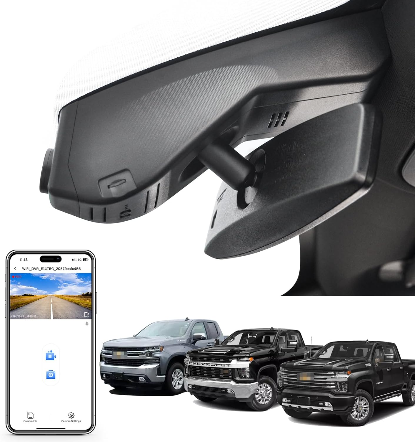 4K Dash Cam Fit for Chevy Silverado 1500 2019-2021, 1500 Limited 2022 and HD 2020-2023 (Model A), 2160P Video, Wifi & APP,64GB Card, GPS image number 3