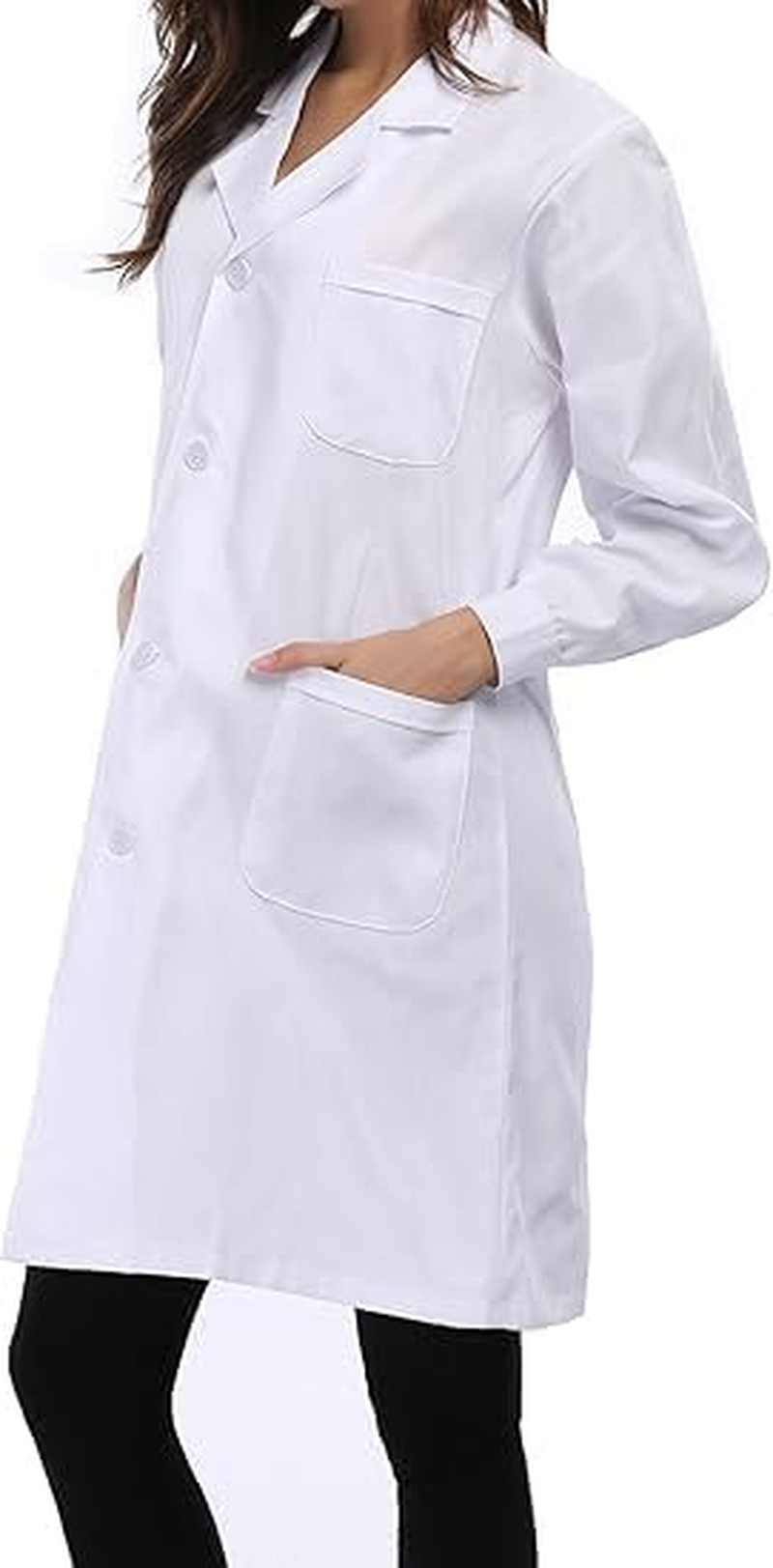 Women'S Doctor Lab Coat - Long Sleeve, Women'S and Men'S Doctor'S White Lab Coat Costume - 3/4 Length Lightweight Lab Coat, Halloween Doctor and Doctor Lab Costume Suitable for 155-170 Cm Ladies image number 4