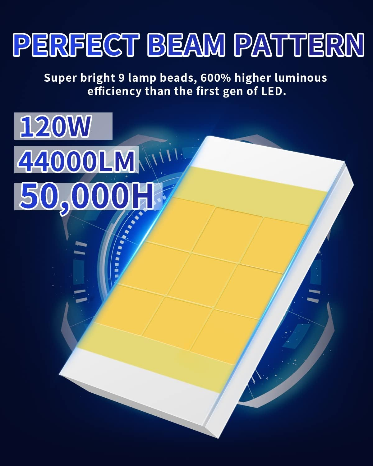 9005/HB3 H11 Led Headlight Bulbs Combo, 2023 Upgraded High Low Beam LED Bulb Conversion Kits, 120W 44000LM 600% Brighter 6500K Cool White LED Pack of 4 image number 2