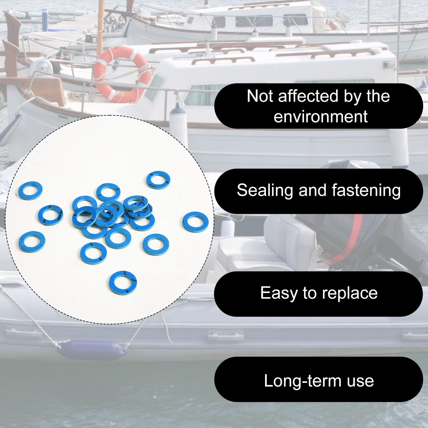 20Pcs Gearcase Drain Plug Seal Washer Gaskets 26-830749, Blue Lower Unit Grease Gaskets Strong Oil Drain Plug Screw Sealing Washer Compatible with Mercury Marine/Mercruiser image number 4