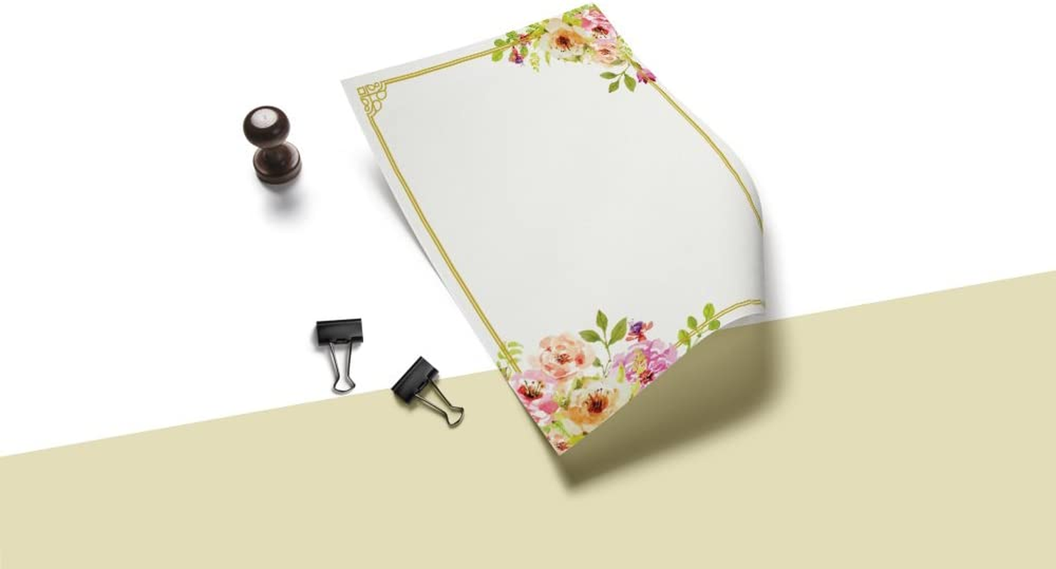 Stationery Writing Paper - Perfect Invitations for Bridal Showers, Birthdays, Weddings, Engagement Party, VIP and All Occasions - 100 Floral Letter Notes for DIY Invitation Kit - Pink and Peach Roses image number 1