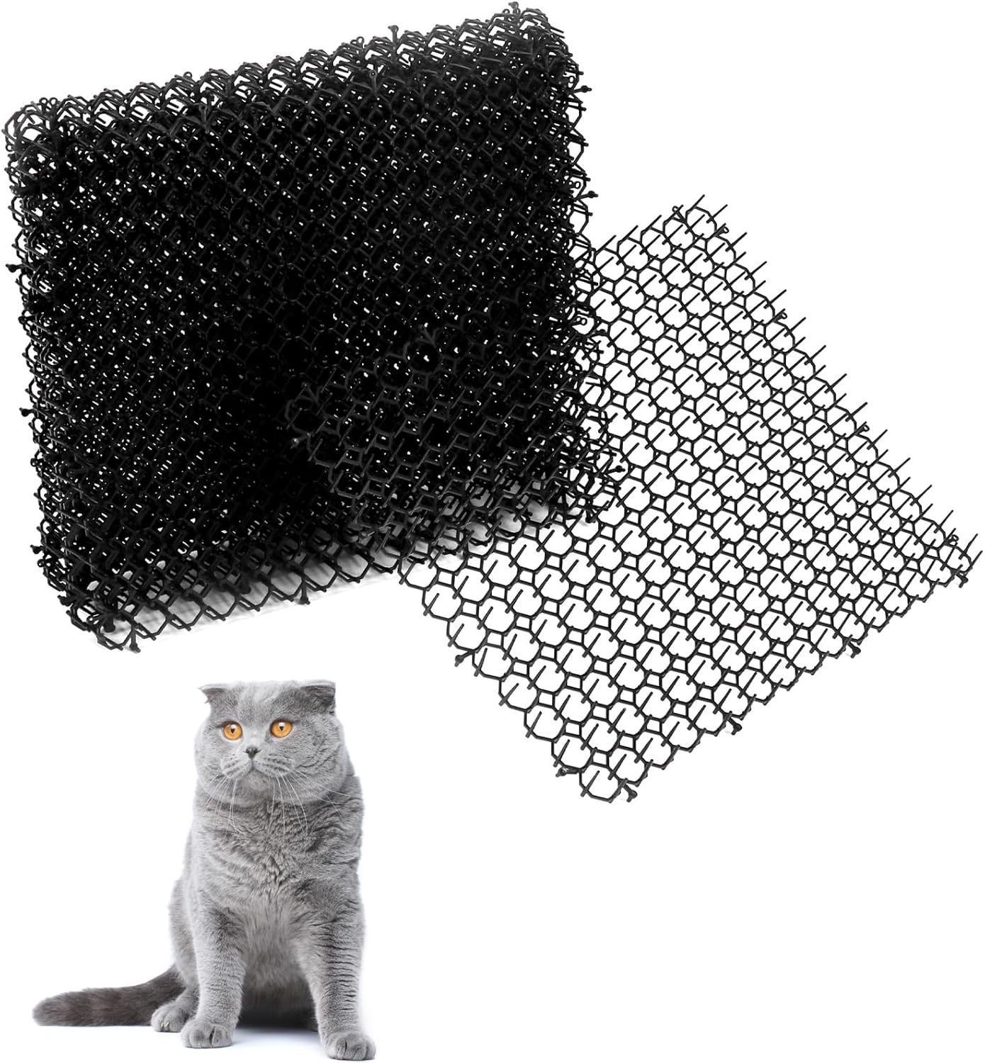 QWORK&reg; 10 Pack Cat Scat Mat Cat Spikes to Prevent Animals from Entering the Garden and Destroying Plants (34X41Cm I 14"X16")