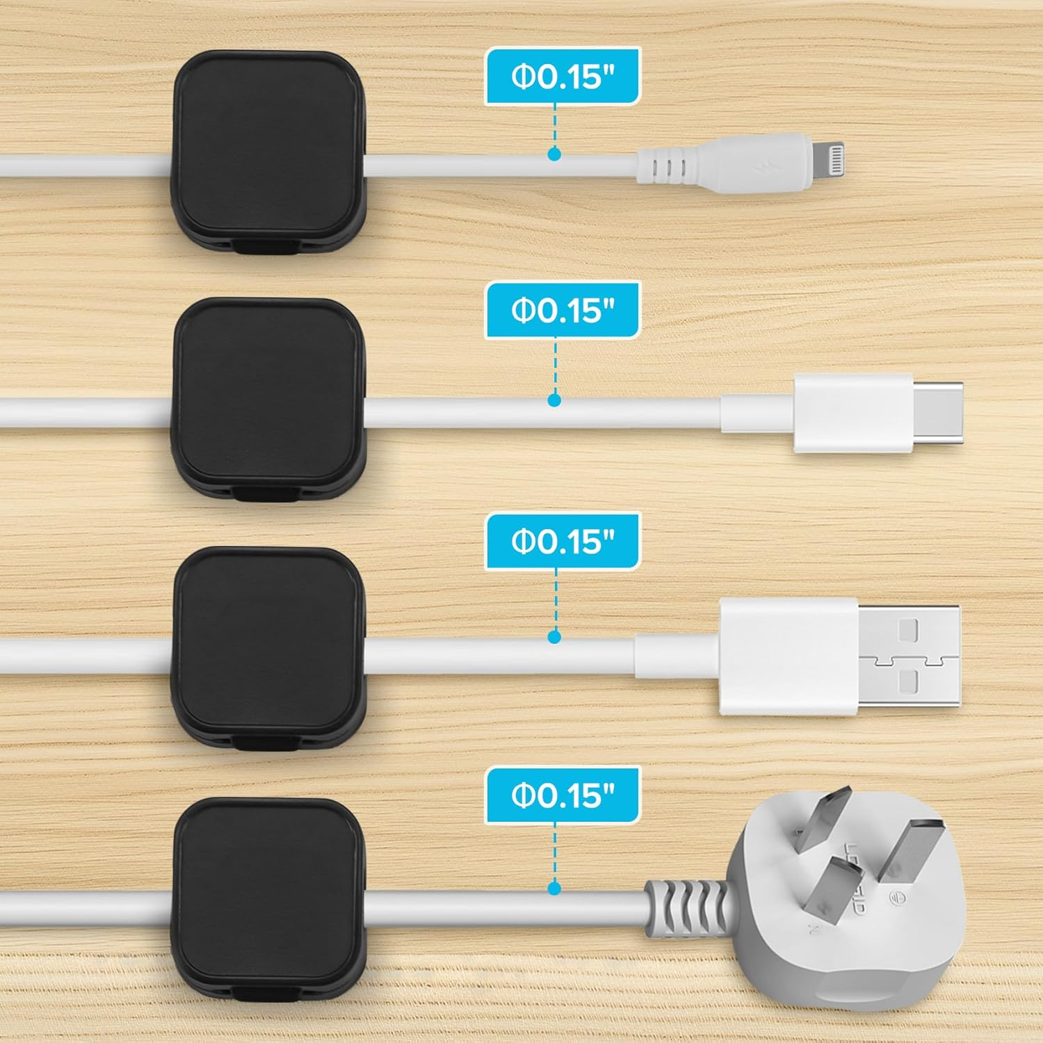 Hcskoss 8 Pack Magnetic Cord Organizer,Magnetic Cable Clips Cable,Smooth Adjustable Easy Secure Cable Management,Magnetic Cord Holder,Wire Holder Keeper Organizer for Home,Office,Car,Desk image number 6