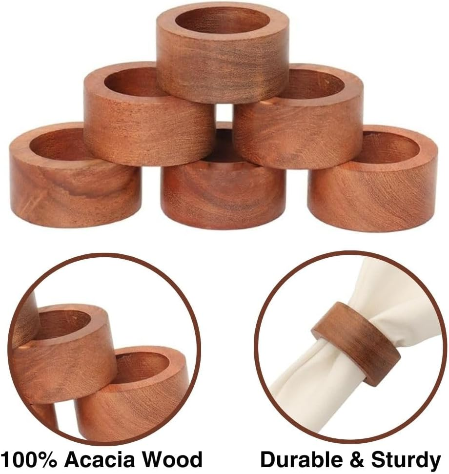 ARN Craft Handmade Wood Napkin Ring Set with 12 Napkin Rings (CW- 05-12) image number 1