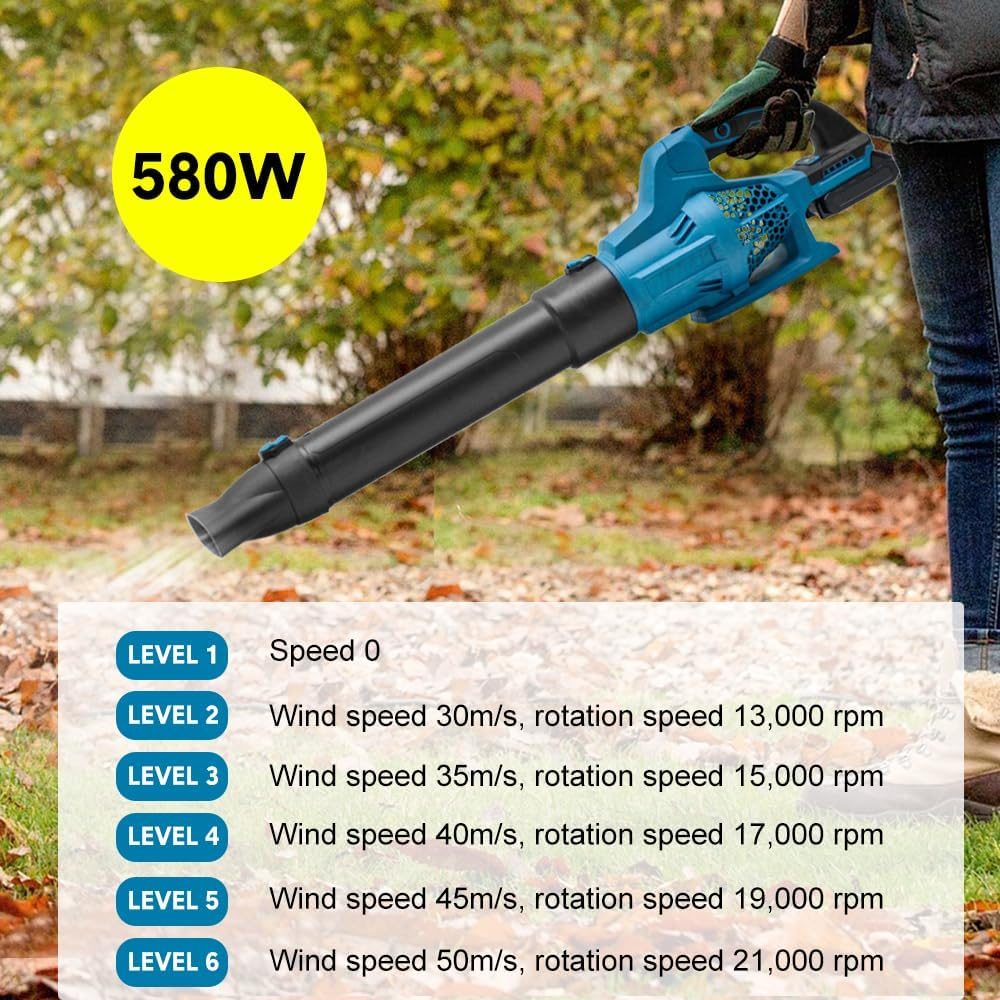 ALSTON Cordless Electric Leaf Blower Powerful Lightweight Vacuum Cleaner and 6 Speed for Garden Care Leaf Dust Removal, Compatible for Makita 18V Battery Skin Only image number 3