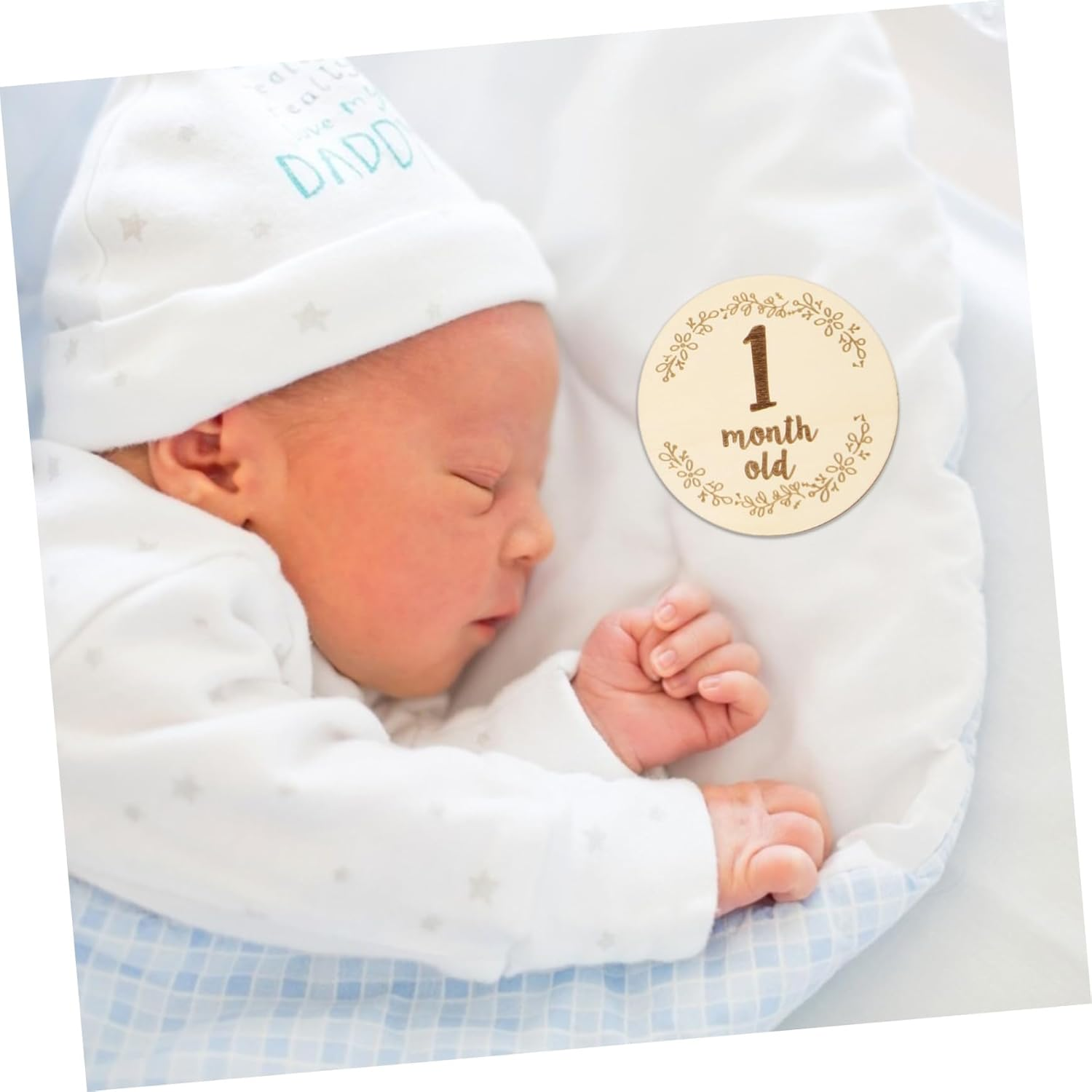 6Pcs Boy Girl Monthly Milestone Cards High Contrast Wooden Birth Cards for Photography Newborn Shower Fashion Design image number 4