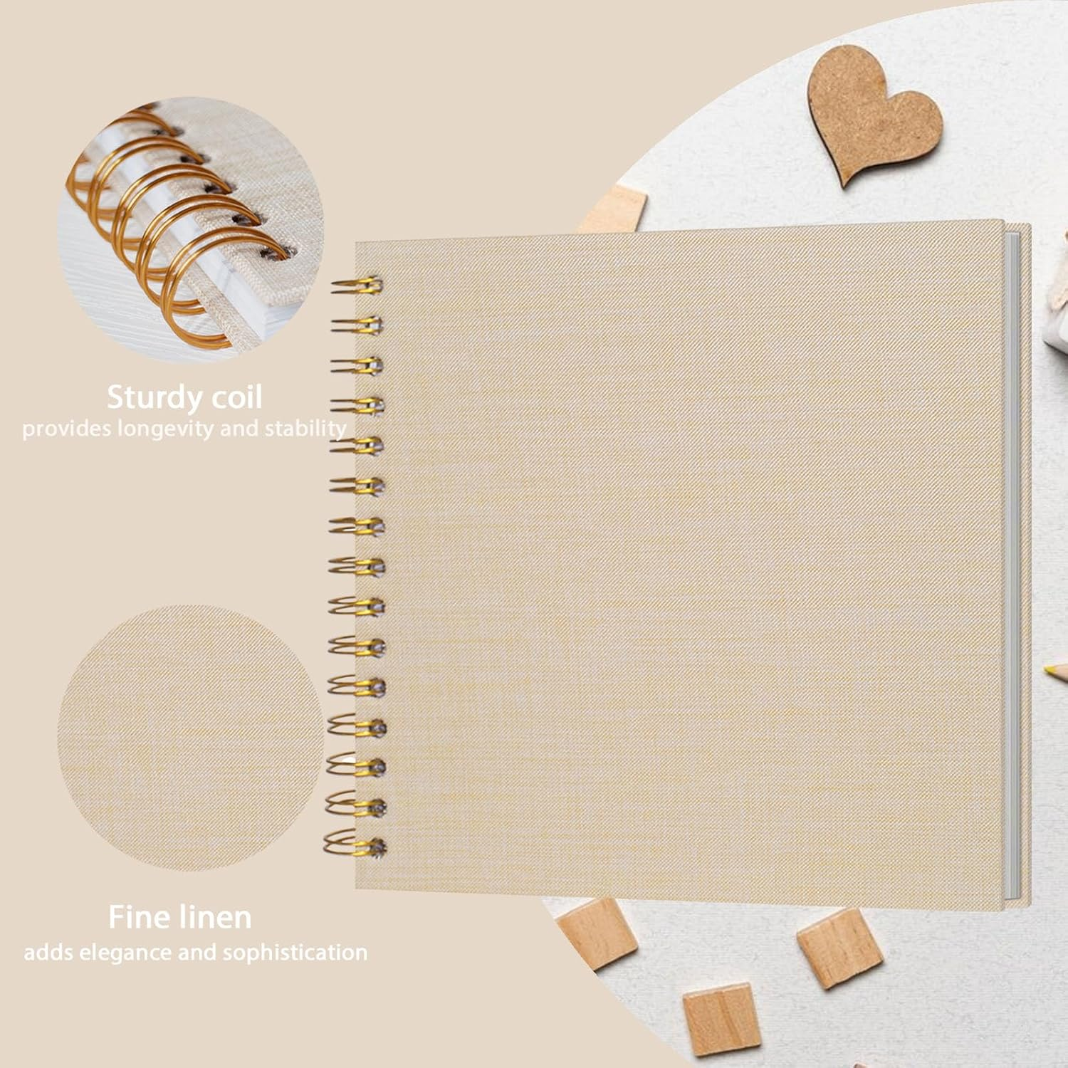 Small Scrapbook 7X7 Inch, Linen Photo Album Mini Scrap Book, Kraft White Pages Memory Book for Wedding, Baby, Family, Graduation, Travel, Dog, Vacation image number 5