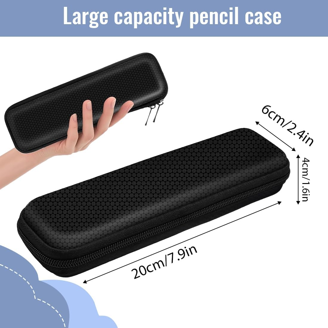 Small Pencil Case, Pencil Case, Hard Pen Case, Shockproof Pencil Case, Pencil Case for Executive Fountain Pen for Office, School (Black, Small)