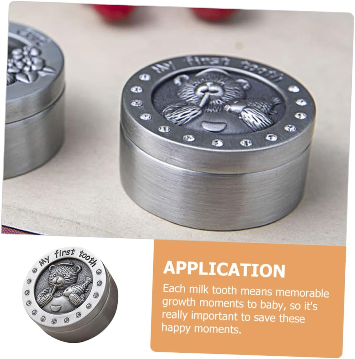 Teeth Keepsake Box Metal Milk Tooth Holder for Boys and Girls Collection Organizer Unique Newborns and Boy Girl image number 6