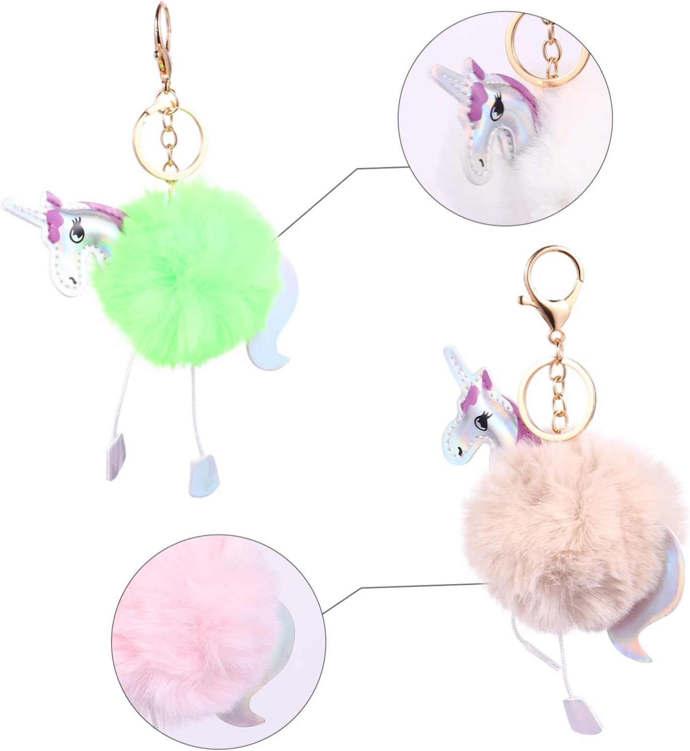 WHAMVOX 1Set Plush Unicorn Keychain Cute Bag Pendants Plush Materials Fashionable Accessories for Handbags and Car Keys