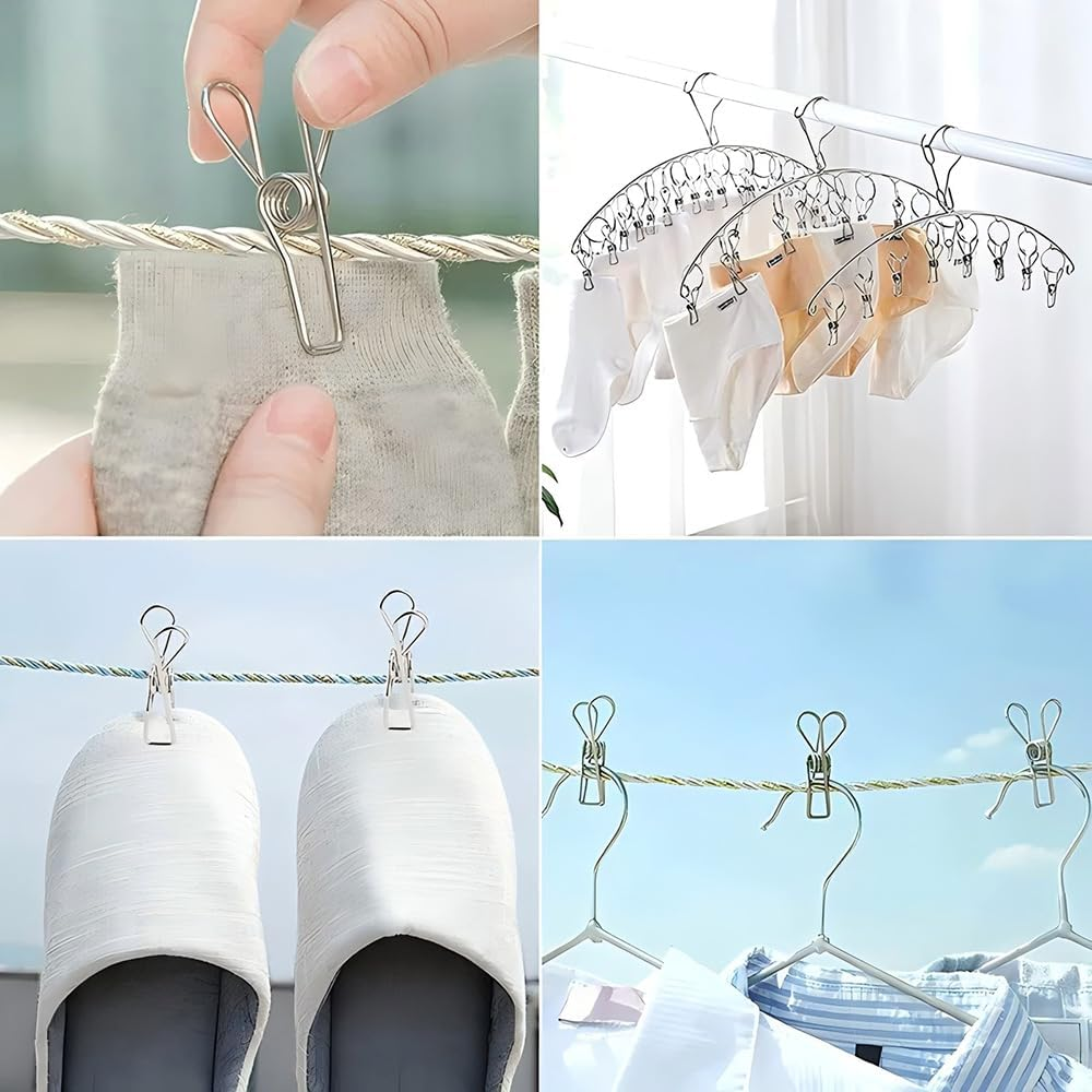Kushucun Stainless Steel Pegs 20-Pack Durable Stainless Steel Clips for Laundry, Bed Sheets, Socks, and Outdoor Drying - Strong & Rust-Resistant Spring Clamps for Windproof Clothesline, Craft image number 3