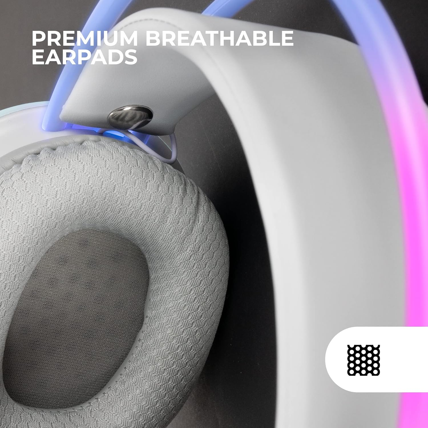 MARSGAMING Mars Gaming Mh-Glow White, 360&deg; Full Chroma RGB Flow Headphones, Microphone Noise Cancellation, Ultralight Design, Memporary Foam Ear Pads, Universal Compatibility image number 4